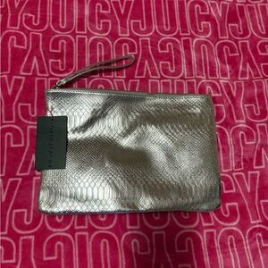 South Beach Metallic Snake-Embossed Wristlet